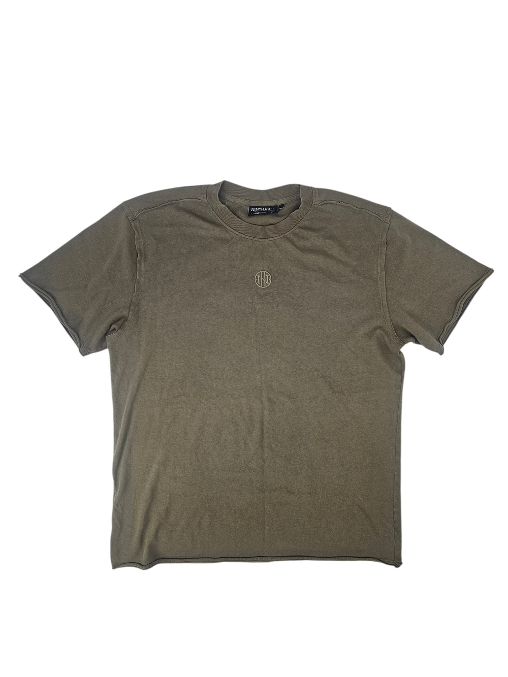 Ninth Hall Fundamentals Olive Green Embroidered Logo T-Shirt Men's Large Boxy